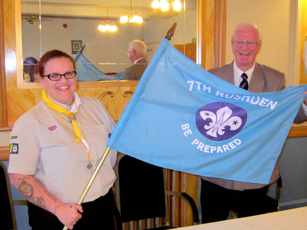 WBro Geoff Smith (right) with Beaver group representative and new standard