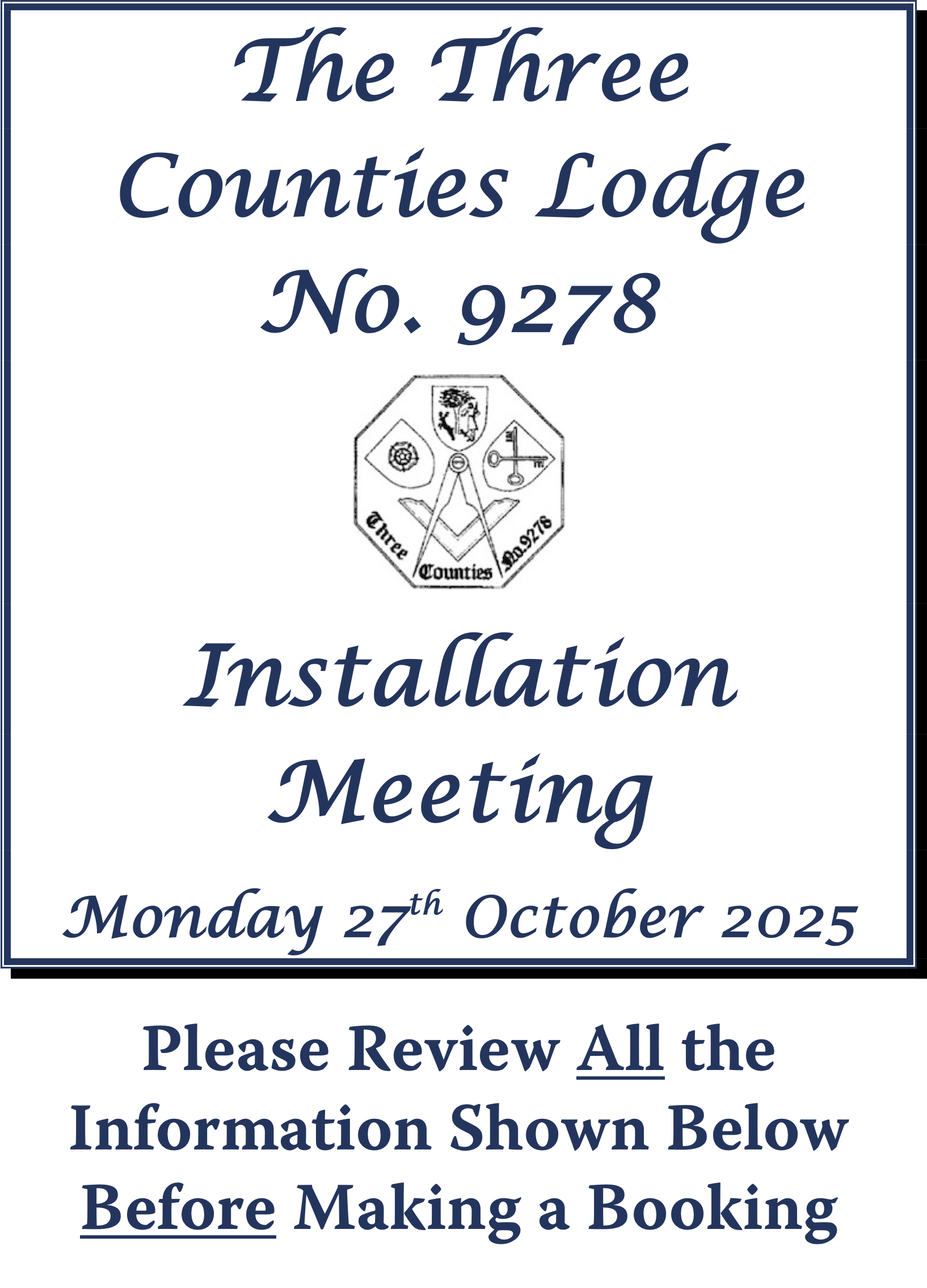 Three Counties Installation Meeting - 27th October 2025