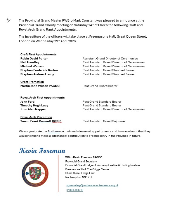 26 03 14 GR Appointments